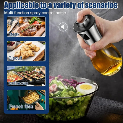 200ML Stainless Steel Oil Sprayer Mister Bottle – Olive Oil Spritzer Portable Kitchen Gadget for Cooking and Seasoning