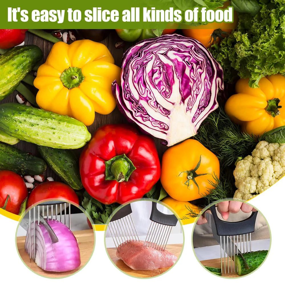 Onion Holder Slicer Cutter, Stainless Steel Vegetable Chopper for Tomato, Potato, Avocado, Eggs, Fruit & Meat