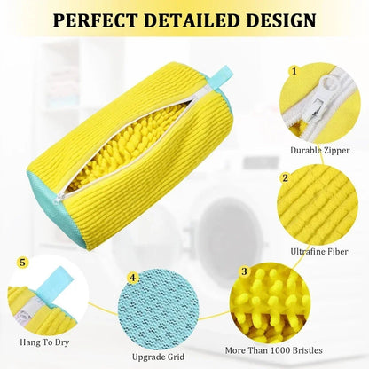 Shoe Washing Bag for Washing Machine – Zippered Laundry Cleaning Bag with Soft Fibers for Sneakers