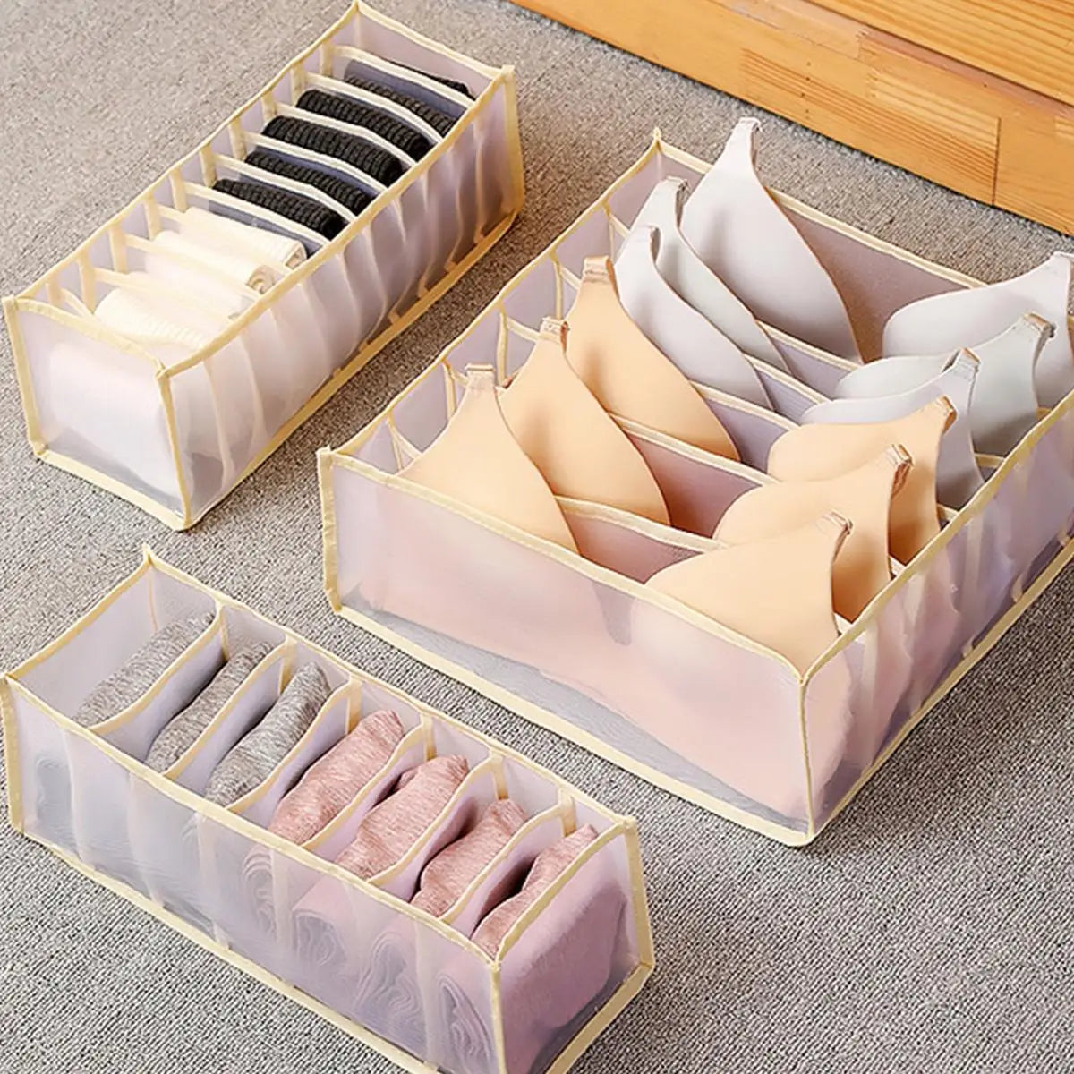 Closet Drawer Organizer Box – Foldable Socks, Underwear & Bra Storage with 7/9/11 Grids