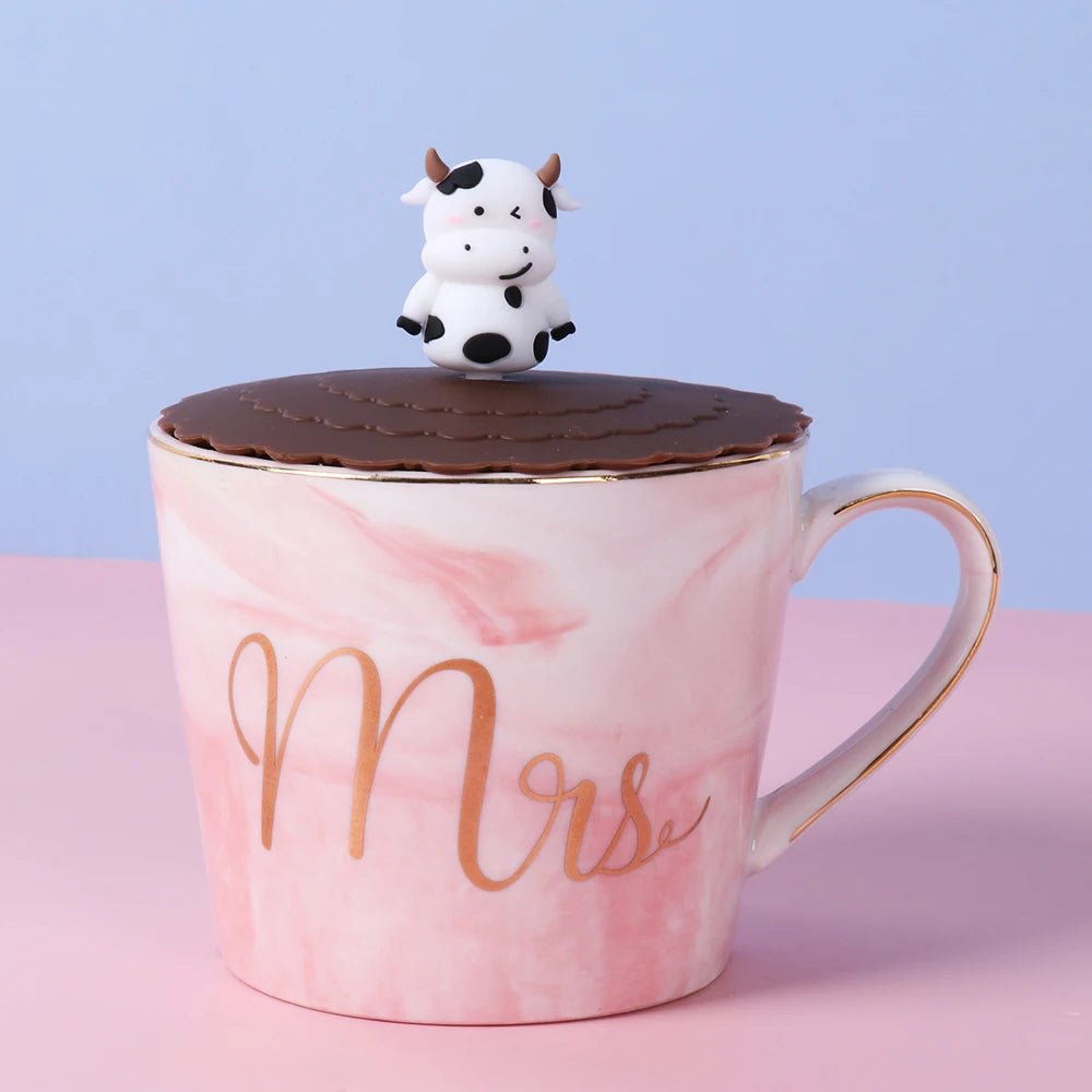 Cartoon Silicone Cup Cover 10cm – Cute Heat-Resistant Leak-Proof Sealed Lid Dustproof Suction Cup Tea Cover