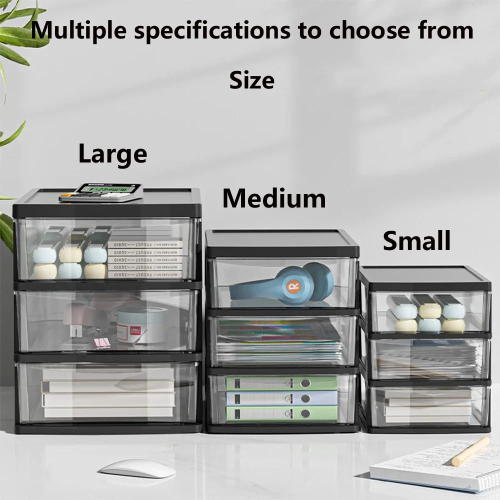Clear Desktop Storage Box with Drawer – Heightened Plastic Table Organizer for Stationery & Cosmetics