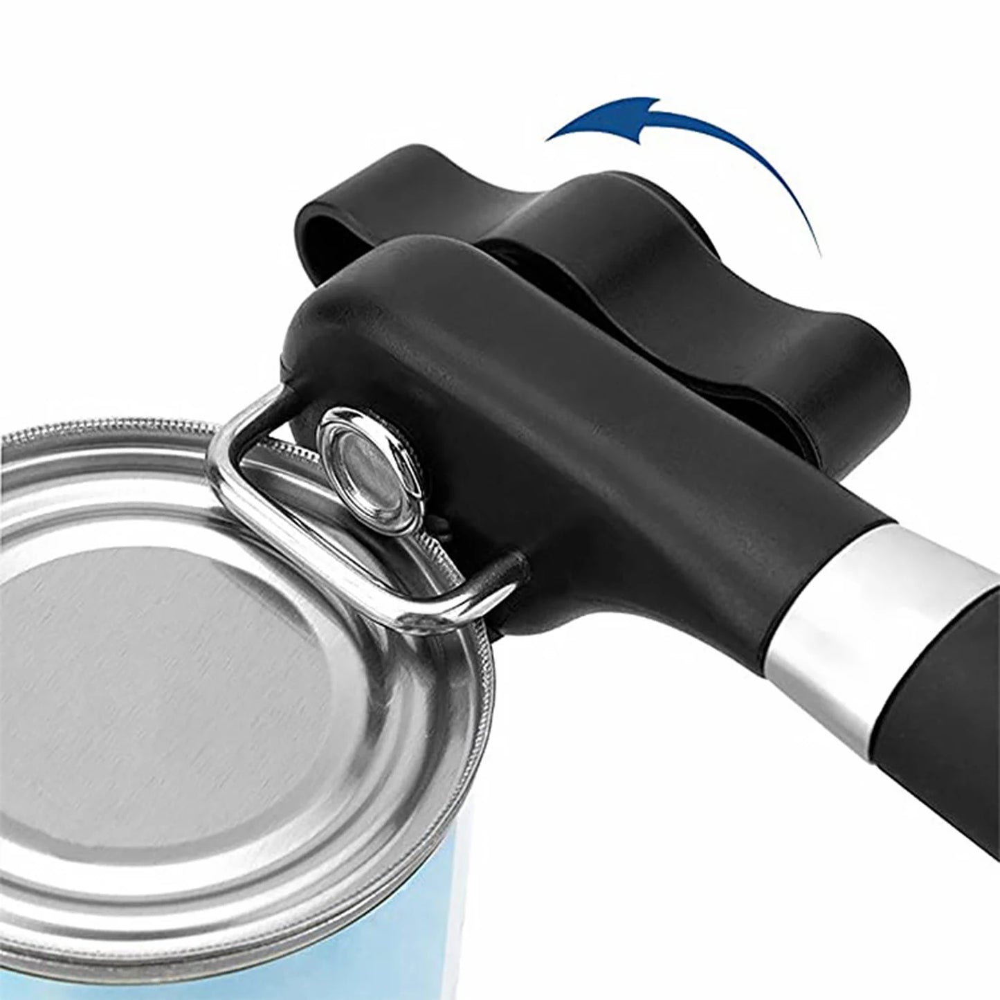 Plastic Hand-Actuated Can Opener – Safety Side-Cut Manual Can Opener with Easy Grip Handle