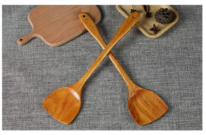 Bamboo Wood Spatula 39cm – Long Handle Wooden Cooking Spatula Safe for Non-Stick Pans