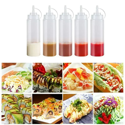 Large Squeeze Condiment Bottles with Nozzles – Ketchup, BBQ Sauce, Olive Oil Dispenser Squeeze Bottles Kitchen Gadget