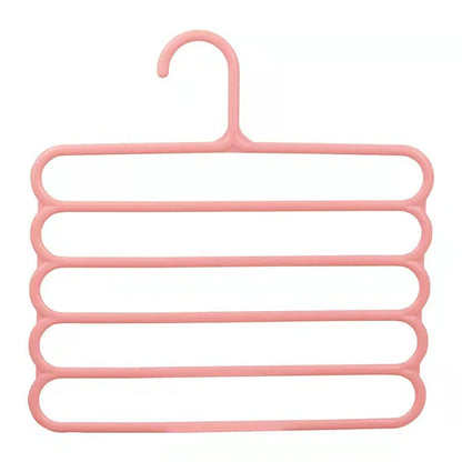 5-Layer Multi-Functional Clothes Hanger – Non-Slip Plastic Pants Storage Rack for Closet Organization
