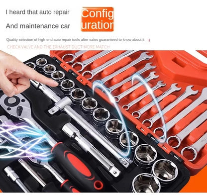 ZTEN 61-Piece Combination Tool Set, Household & Car Repair Manual Tool Kit with Socket and Wrench Set