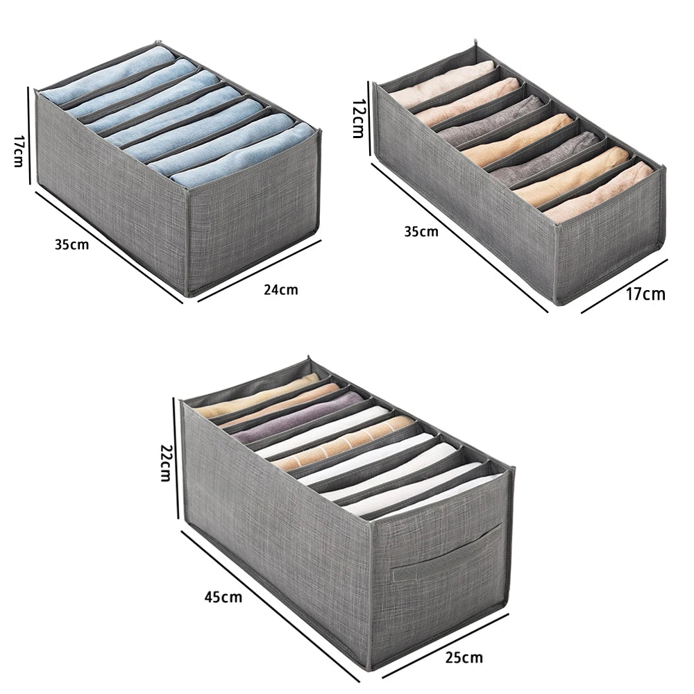 Foldable Clothes Organizer with Handles – Jeans Storage Box for Closet Drawer & Wardrobe Organization