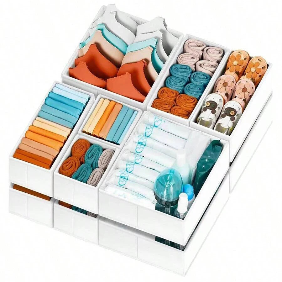 Foldable Underwear Organizer Set (6/12PCS) – Hard Storage Boxes for Bras, Socks & Drawer Closet Organization