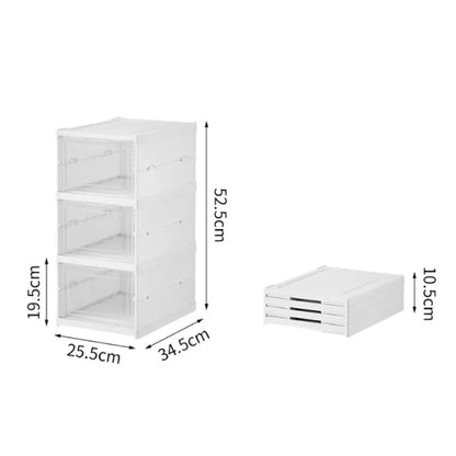 Foldable Shoe Storage Box with Transparent Door, 3/6-Layer Stackable Sneaker Organizer Cabinet