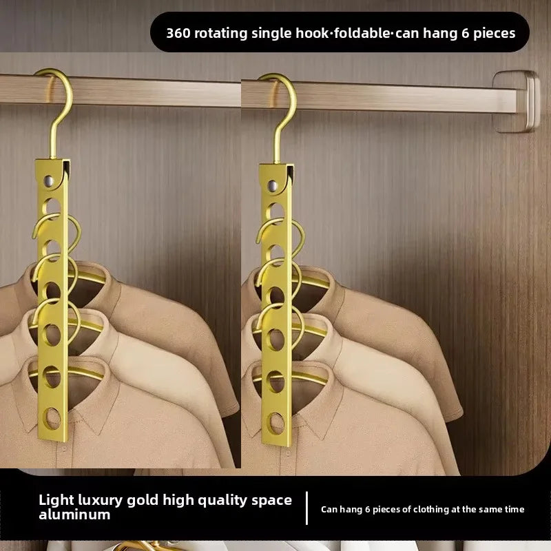 Foldable Rotatable Magic Clothes Hanger Organizer – Multi-Hole Metal Wardrobe Space Saver Hook