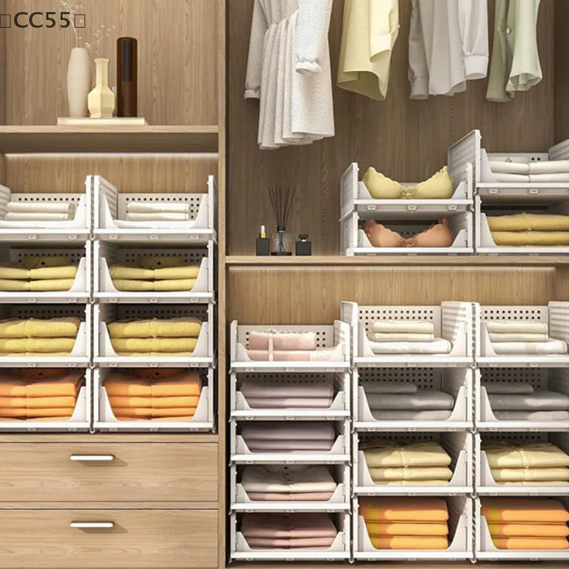 Foldable Clothes Storage Drawer, High-Capacity Stackable Plastic Storage Box for Home Organization