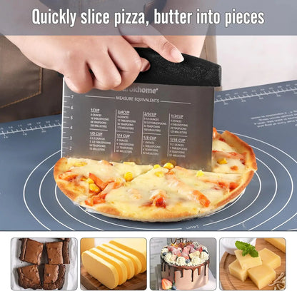 FAIS DU Stainless Steel Pizza Dough Cutter – Pastry Bench Scraper with Measuring Scale