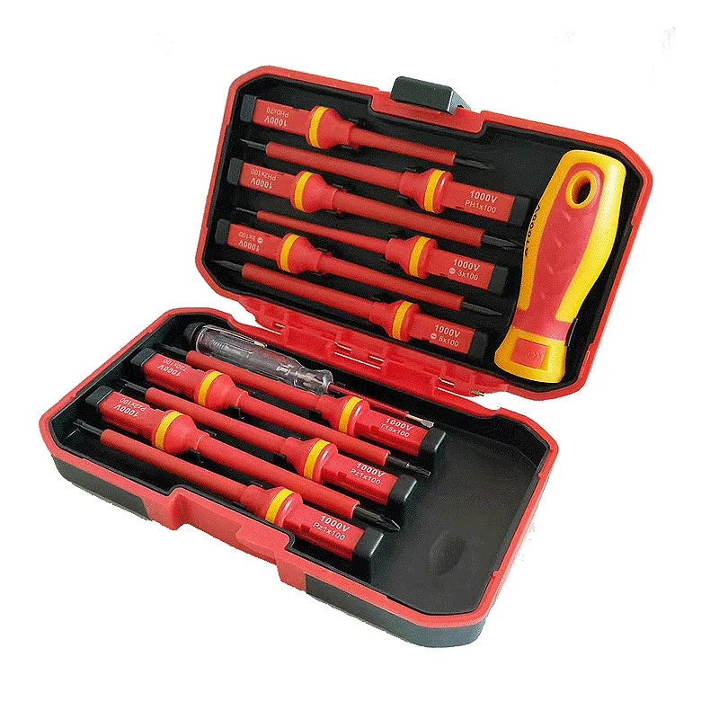 13-Piece Insulated Screwdriver Set, 1000V Electrician Repair Tool Kit with Changeable Chrome Vanadium Steel Bits