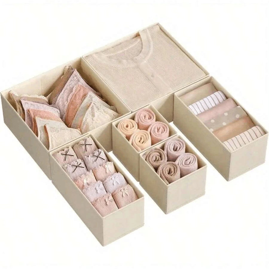 Foldable Underwear Organizer Set (6/12PCS) – Hard Storage Boxes for Bras, Socks & Drawer Closet Organization