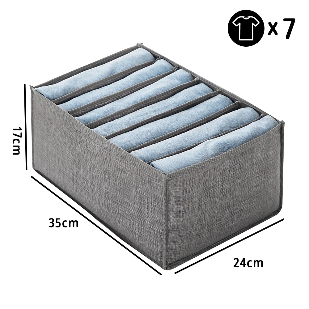 Foldable Clothes Organizer with Handles – Jeans Storage Box for Closet Drawer & Wardrobe Organization