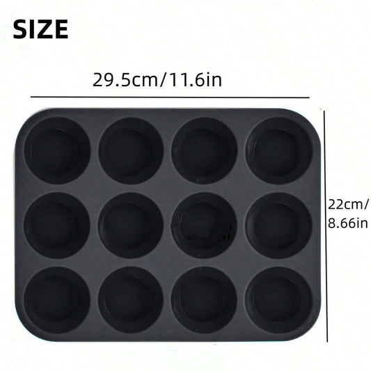 12 Holes Silicone Cupcake Mold – Non-Stick Muffin Cupcake Baking Pan for Cake, Chocolate, and Soap Making
