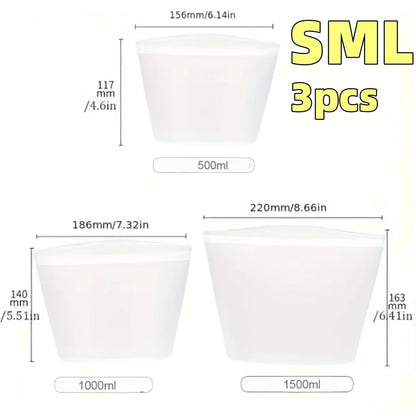 Silicone Food Containers – Reusable Leakproof Ziplock Storage Bags for Fridge and Freezer