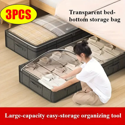 Large Underbed Storage Bag, Foldable Clothes & Quilt Organizer for Bedroom, Dorm & Wardrobe