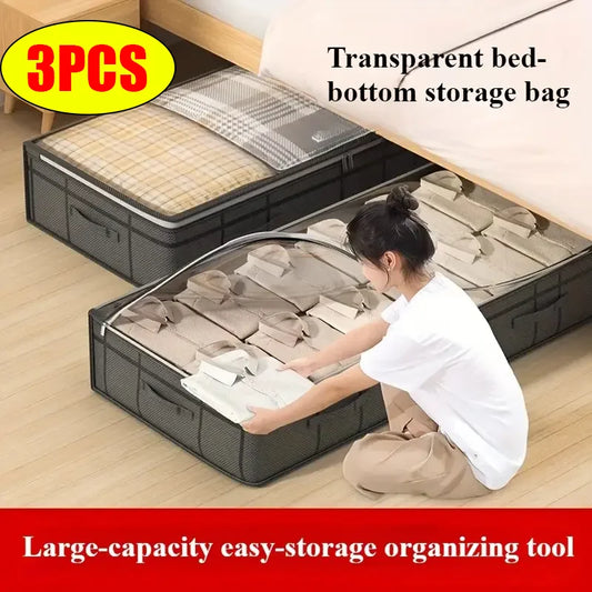 Large Underbed Storage Bag, Foldable Clothes & Quilt Organizer for Bedroom, Dorm & Wardrobe