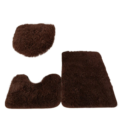 3PCS Bathroom Rug Set, Non-Slip Bath Mats with Toilet Lid Cover, Soft Fluffy Solid Color Bathroom Carpet Set