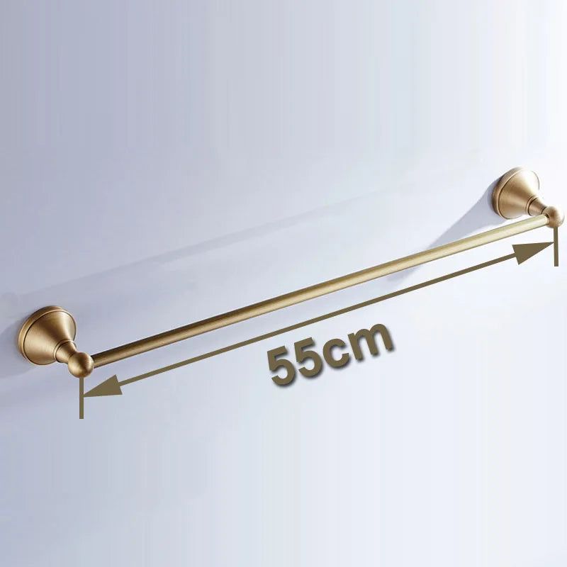 Luxury Solid Brass Bathroom Accessories Set, Antique Brass Towel Bar, Paper Holder, Towel Ring & Robe Hook