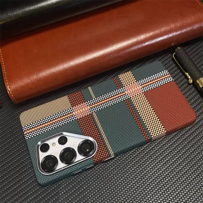 Carbon Fiber Texture Magnetic Case with MagSafe Wireless Charging and Alloy Lens Protection for Samsung Galaxy S26 & S25 Series, Matte Shockproof Hard Cover