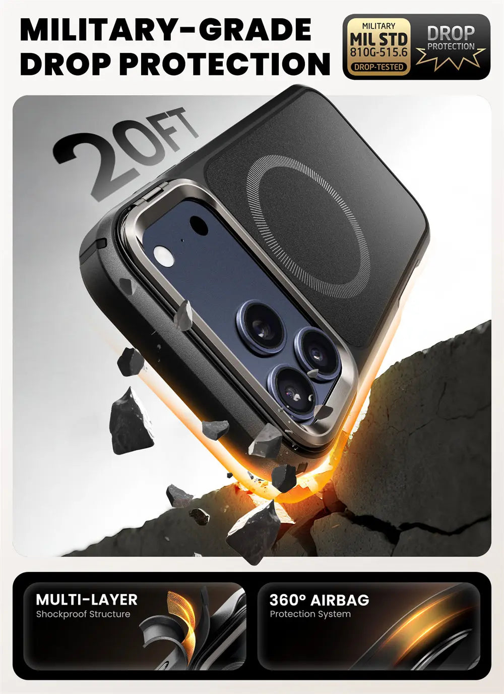 For iPhone 17 Pro Max Case 6.9" I-BLASON Are Flip Full-Body Magnetic Phone Case with Tempered Glass Screen Protector & Stand