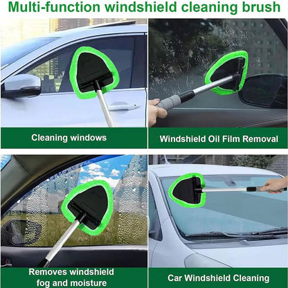 Telescopic Car Window Windshield Cleaning Brush Set – Microfiber Glass Cleaner Mist Scraper Eliminator