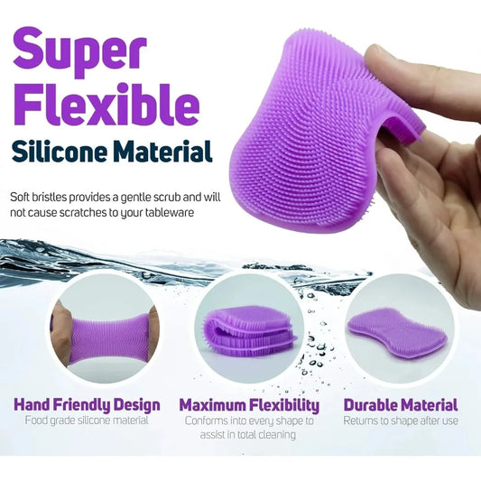 Soft Silicone Sponge Brush – Non-Stick Scratch-Free Scrubber for Kitchen Bowls and Fruit Washing