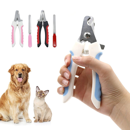 Stainless Steel Pet Nail Clipper with Straight Handle for Dogs and Cats, Professional Grooming Nail Scissors and Cleaning Tool Set