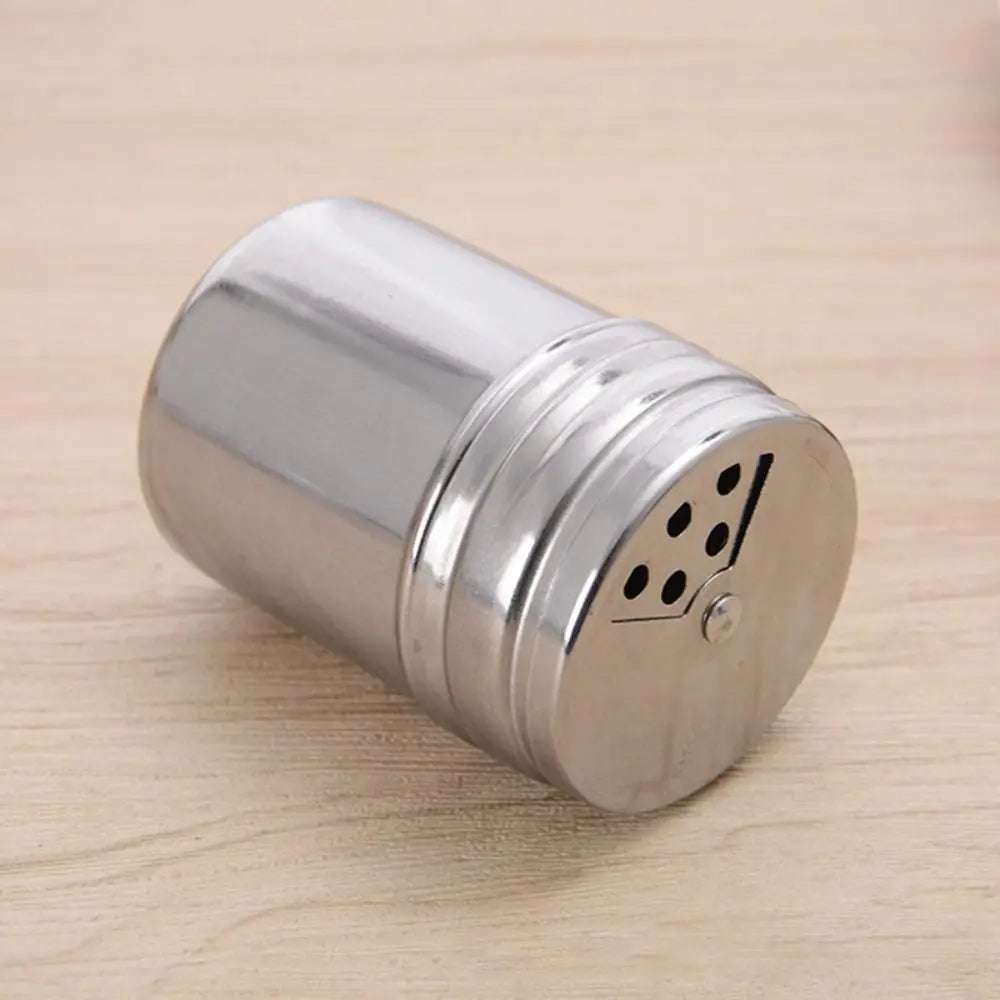 Multi-Purpose Stainless Steel Seasoning Jar – Salt Sugar Bottle with Rotating Cover Spice Pepper Shaker