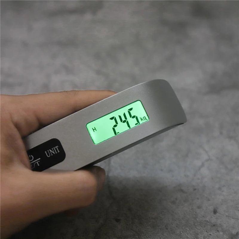 Portable Digital Luggage Scale with LCD Display, 50kg / 110lb Electronic Hanging Suitcase Scale, Travel Baggage Weight Checker with Temperature Display