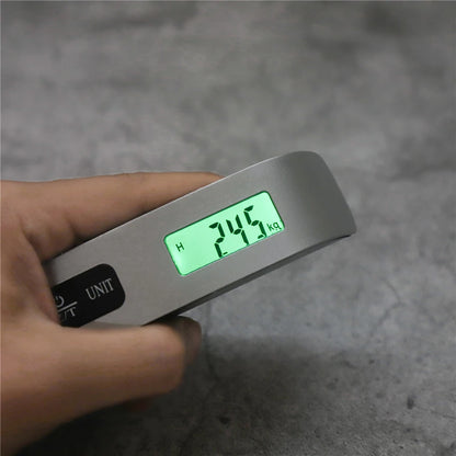Portable Digital Luggage Scale with LCD Display, 50kg / 110lb Electronic Hanging Suitcase Scale, Travel Baggage Weight Checker with Temperature Display