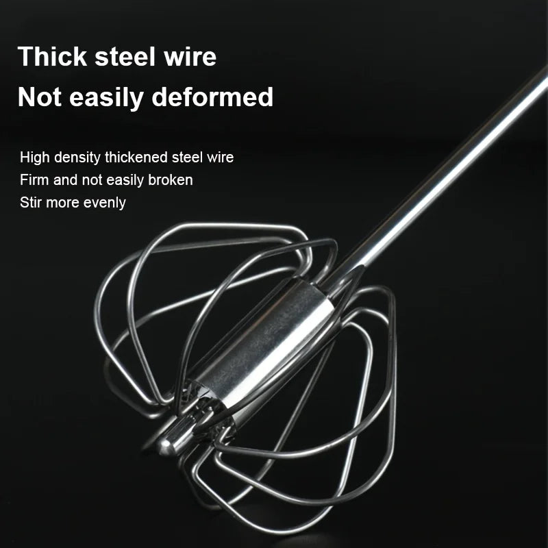 Stainless Steel Semi-Automatic Egg Beater, Hand Push Mixer for Egg, Cream and Baking Mixing