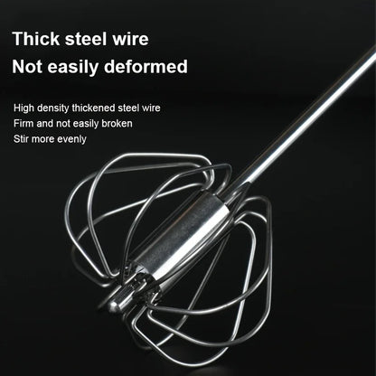 Stainless Steel Semi-Automatic Egg Beater, Hand Push Mixer for Egg, Cream and Baking Mixing