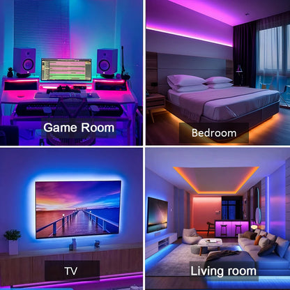 Mikenoon RGB LED Strip Lights with App and Remote Control, USB 5V Flexible Light Strip 5m/10m/20m/30m for Bedroom, Living Room, and Home Decoration
