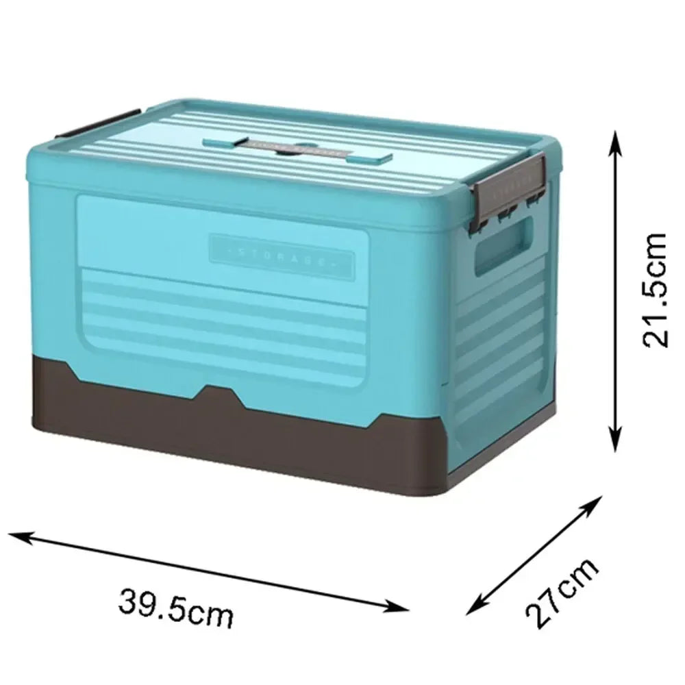 Foldable Plastic Storage Box with Lid, Large Capacity Multifunctional Organizer for Home Goods & Space-Saving Storage