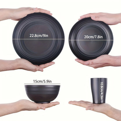 16-Piece Unbreakable Plastic Dinnerware Set, Microwave & Dishwasher Safe Plates, Bowls & Cups