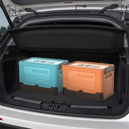Foldable Plastic Storage Box with Lid, Large Capacity Multifunctional Organizer for Home Goods & Space-Saving Storage