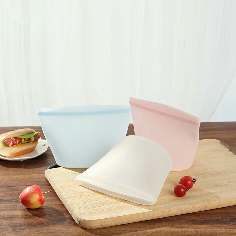 Silicone Food Containers – Reusable Leakproof Ziplock Storage Bags for Fridge and Freezer