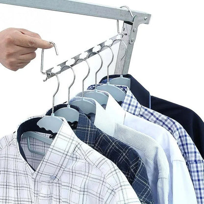 6-Hole Stainless Steel Clothes Hanger – Foldable Traceless Shirt & Clothing Storage Hooks