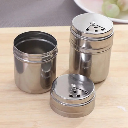 Multi-Purpose Stainless Steel Seasoning Jar – Salt Sugar Bottle with Rotating Cover Spice Pepper Shaker