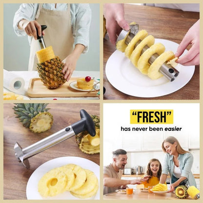 Stainless Steel Pineapple Cutter – Spiral Rotary Pineapple Slicer, Peeler & Core Separator