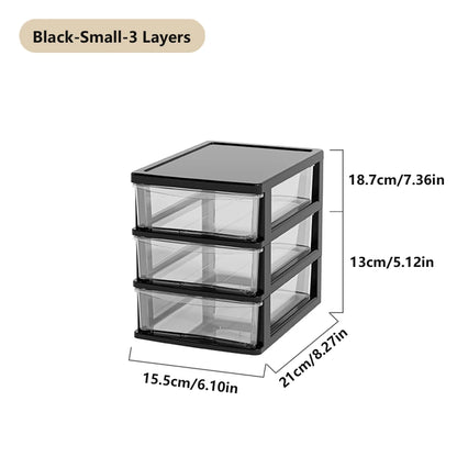 Clear Desktop Storage Box with Drawer – Heightened Plastic Table Organizer for Stationery & Cosmetics