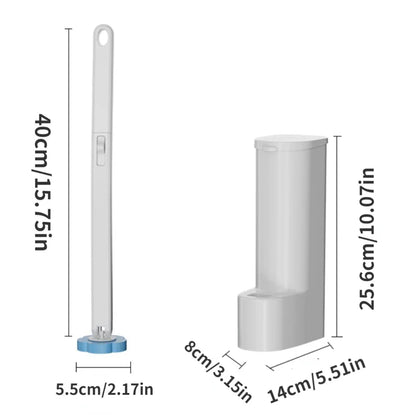 White Disposable Toilet Brush Cleaner with Long Handle, Replaceable Brush Head Bathroom Cleaning Accessory