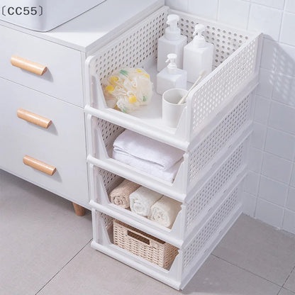 Foldable Clothes Storage Drawer, High-Capacity Stackable Plastic Storage Box for Home Organization