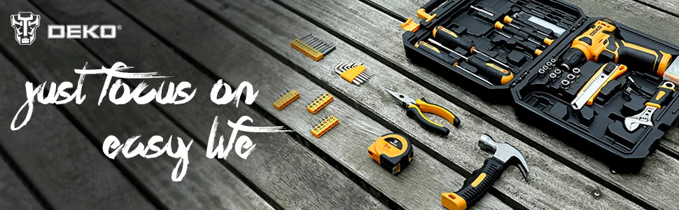 DEKO 126Pcs Power Tool Combo Kits with 8V Cordless Drill,10MM 3/8'' Keyless Chuck,Professional Home Household DIY Hand Tool Kits