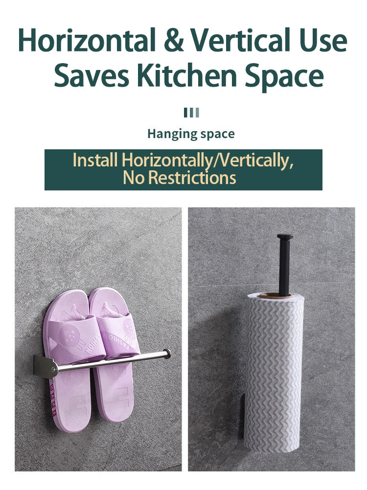 Stainless Steel Kitchen Towel Holder – Under Sink Paper Towel Holder & Storage Rack Organizer