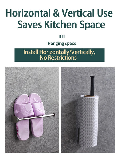 Stainless Steel Kitchen Towel Holder – Under Sink Paper Towel Holder & Storage Rack Organizer